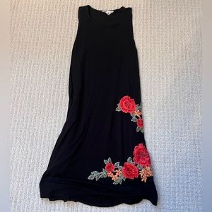 Socialite Black floral embroidered mini dress